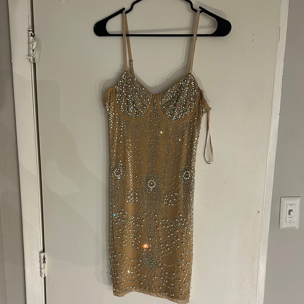 Banjul Gold Embellished Mini Dress